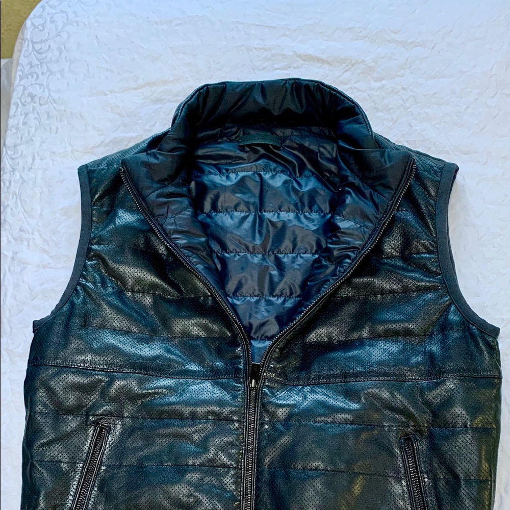 Massimo Dutti Leather Puffer Vest